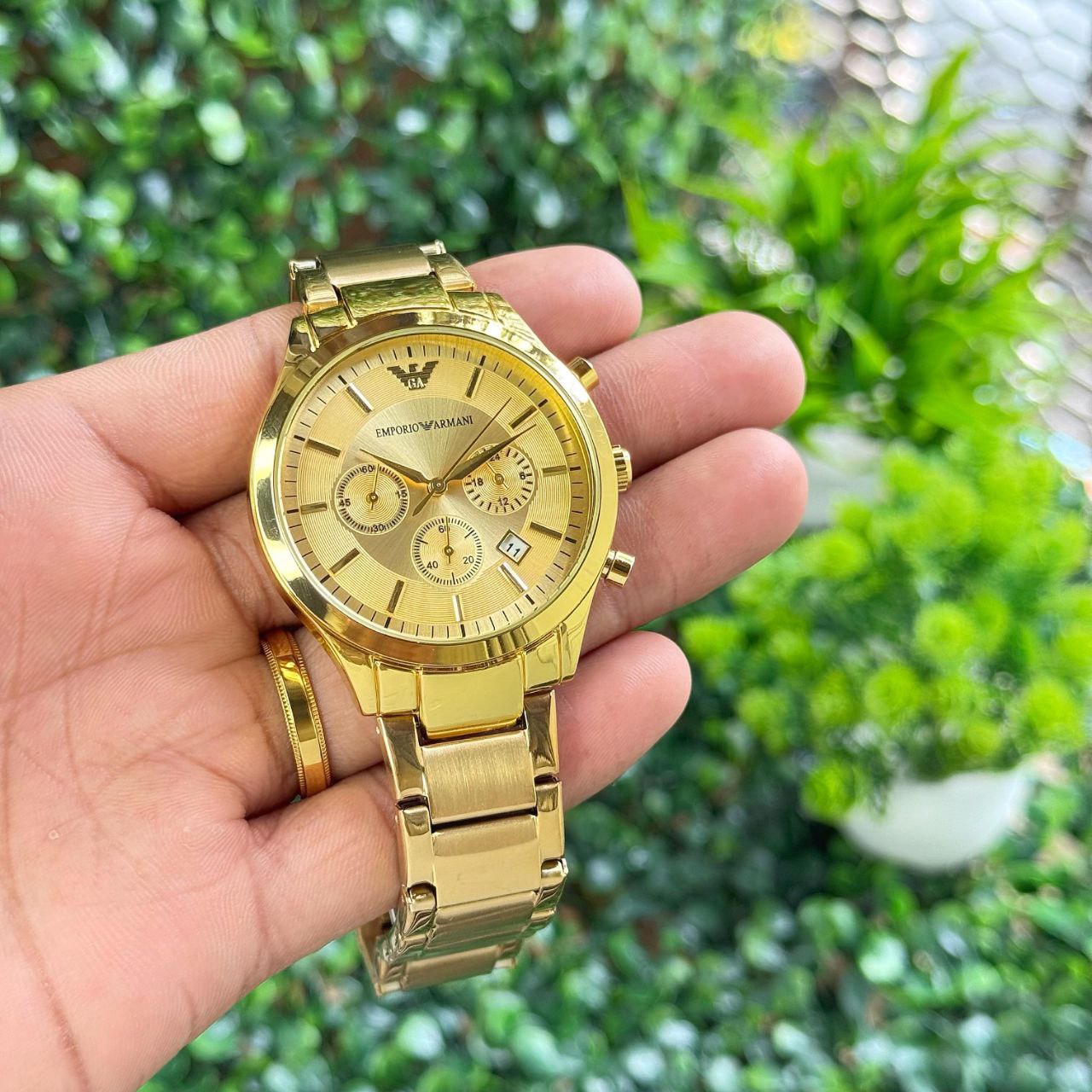 Emporio Armani Men's Royal Gold Stainless Steel Watch with White Dial