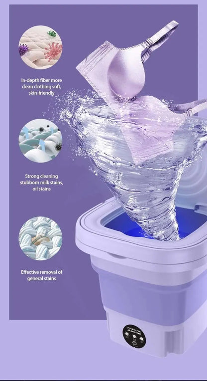 Travel-Friendly Mini Washer – Foldable Washing Machine for Home Use