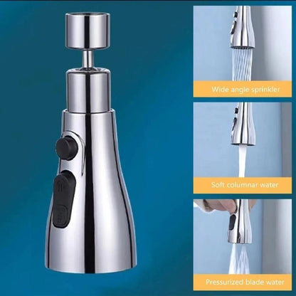 360° Rotatable Kitchen Faucet – 3-Mode Water-Saving Sprayer Head