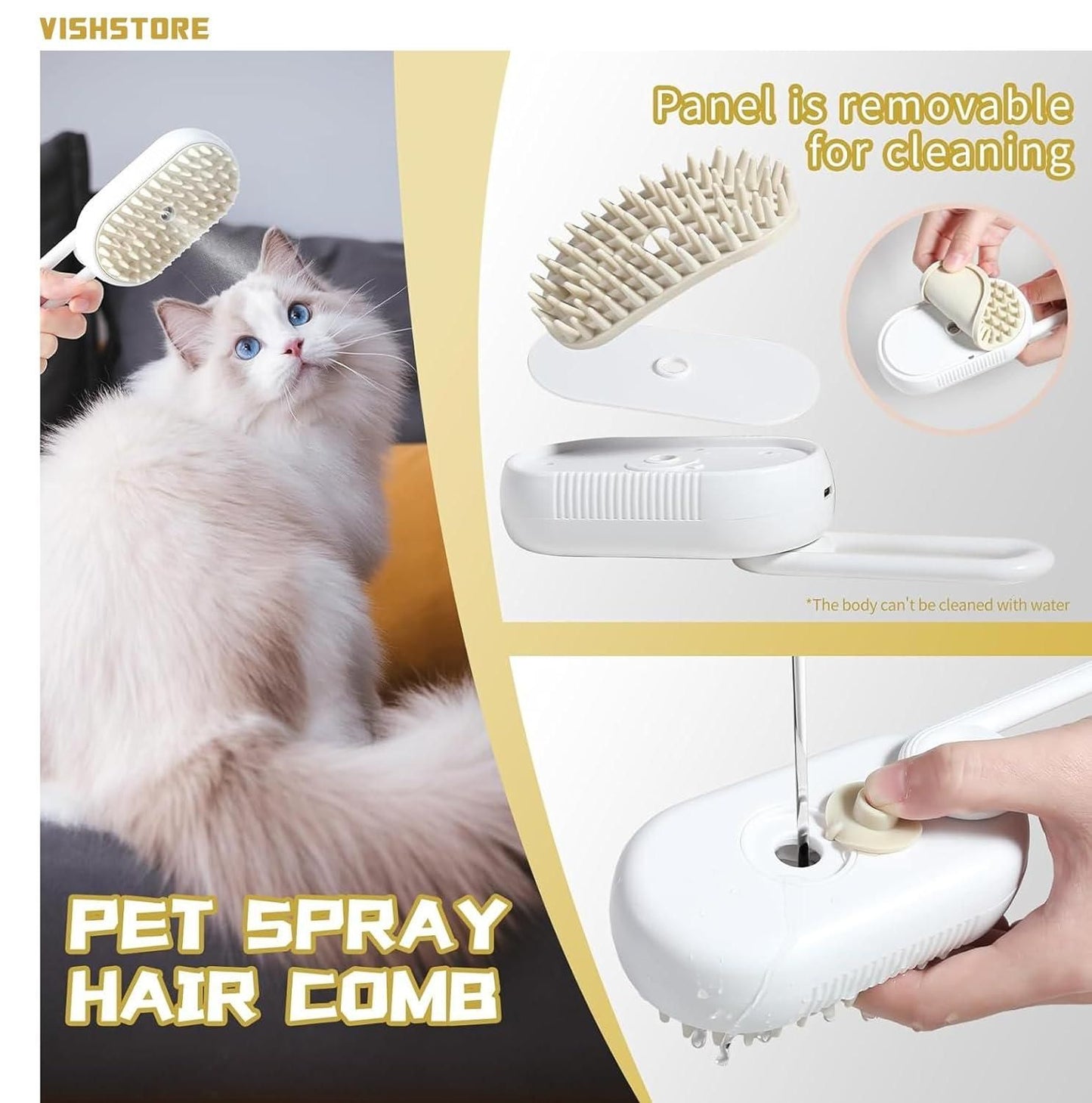 3-in-1 Steam Brush for Dogs & Cats – Groom, Clean & Soothe