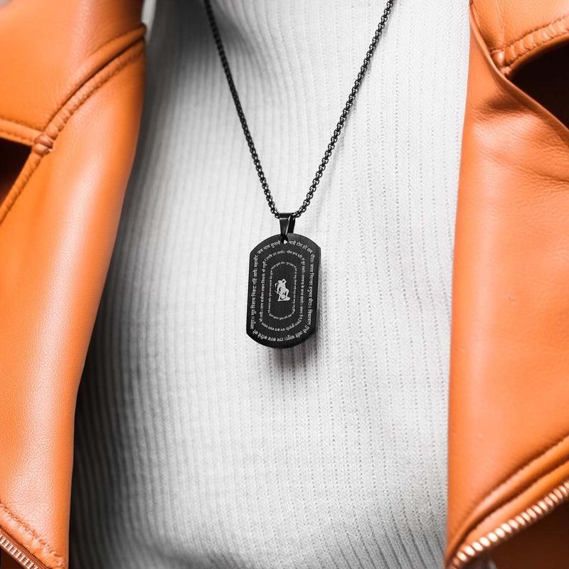 Stylish Hanuman Chalisa Chain – Modern Black Spiritual Pendant