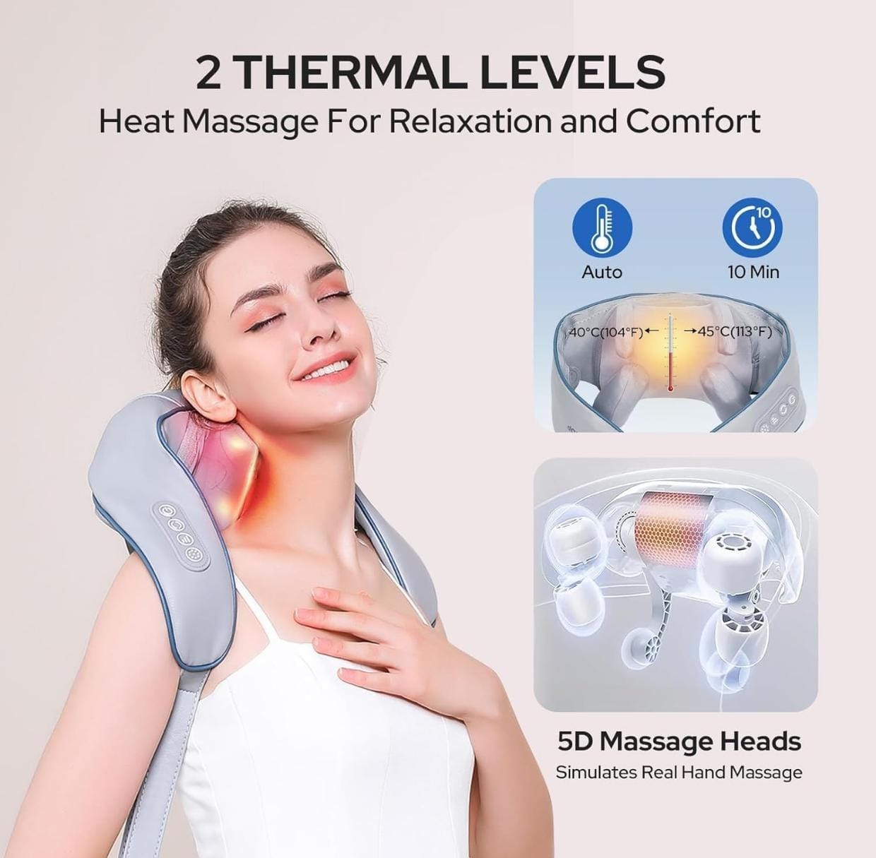 Neck & Back Massager with Heat – Cervical Pain Relief & Full Body Relaxation
