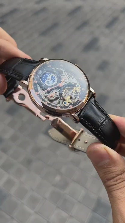 Patek Philippe Skeleton Two Time Zone SM Phase Swiss Automatic Watch